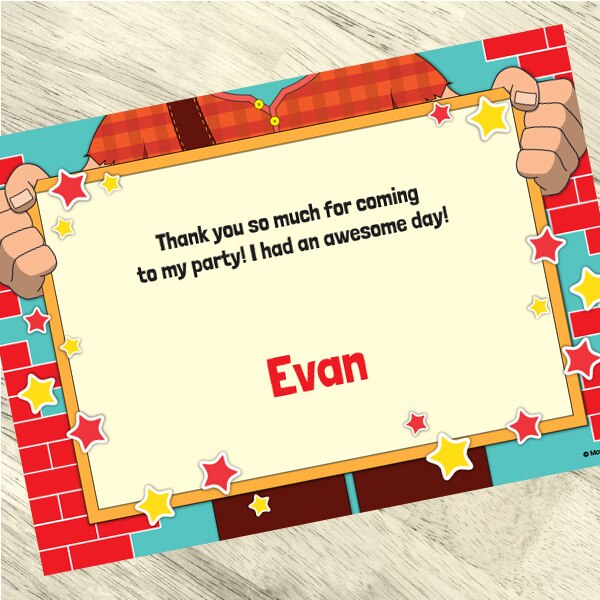 Arcade Wrecking Game Thank You Notes Personalized with Envelopes, 5 x 7 inch, set of 12