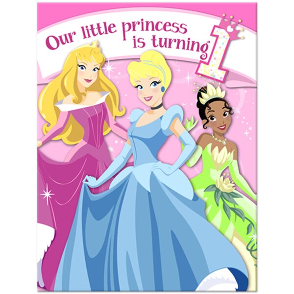 Disney Princess 1st Birthday Invitations 4 X 5 Inch 8 Count