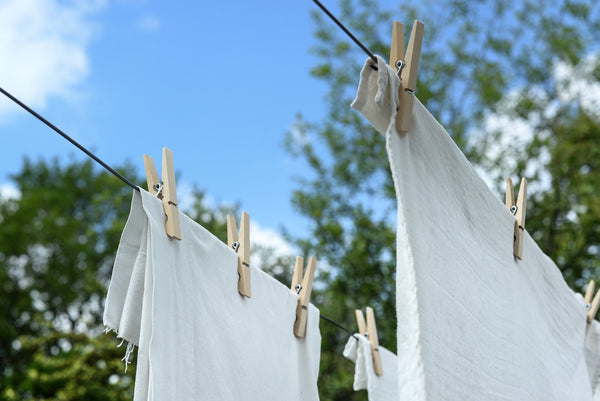 Washing drying on a line.