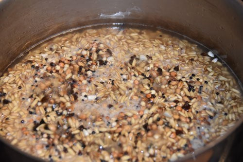 Seed mixed in with boiling water.