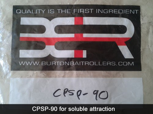 Packet of CPSP-90 soluble attraction for fishing.