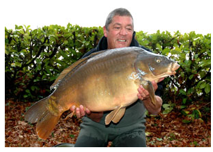 36 lb mirror carp caught at chateau lake
