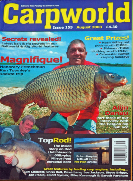 Ken Townley holding large carp on the cover of Carp World Magazine