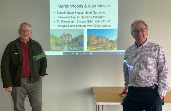 Gardeners  Martin Woods and Alan Mason giving a presentation to the Haith's team.