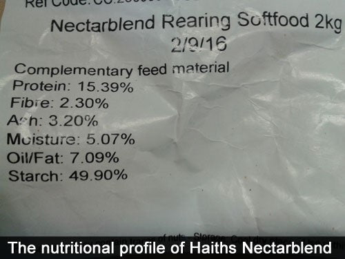 Black and white label of Haith's Nectarblend.