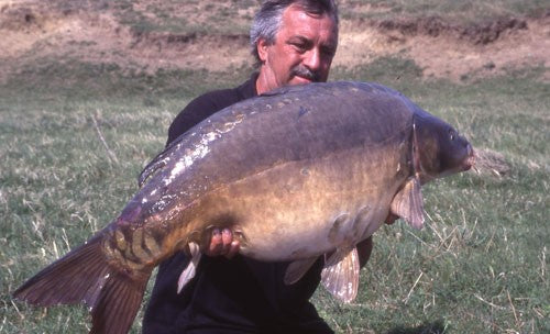 A man holding a heavy carp.