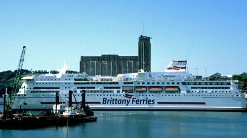 Image of a Brittany Ferry in port