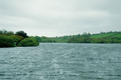 College Reservoir on a windy day, with rippling water.