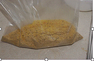 dry powders in a long poly bag