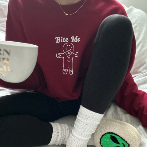 Bite Me Gingerbread Crewneck Sweatshirt