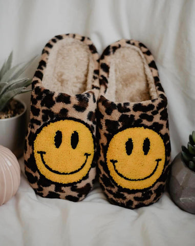 Leopard Smiley Face Slippers