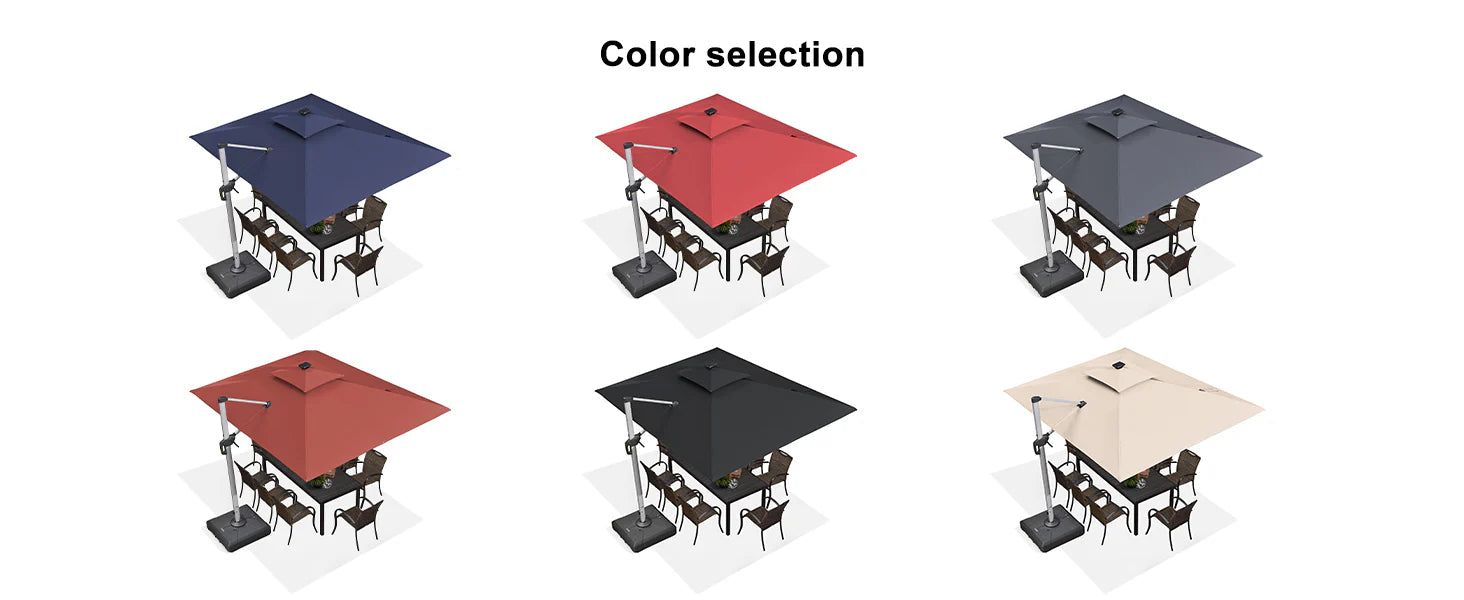 PURPLE LEAF Rectangle Outdoor Patio Umbrellas with Lights 1