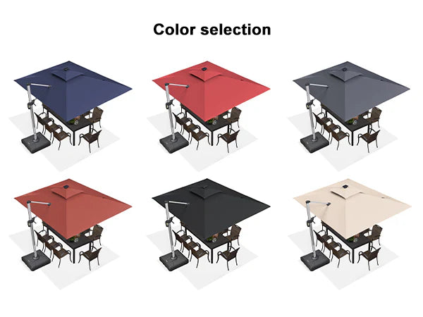PURPLE LEAF Rectangle Outdoor Patio Umbrellas with Lights mobile 1