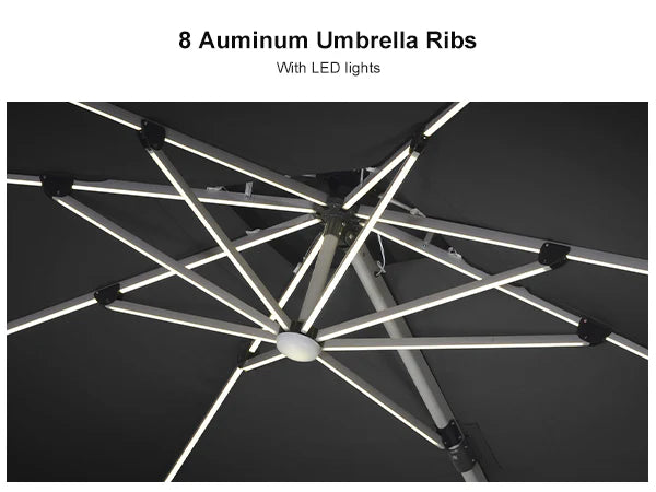 PURPLE LEAF Rectangle Outdoor Patio Umbrellas with Lights mobile 4