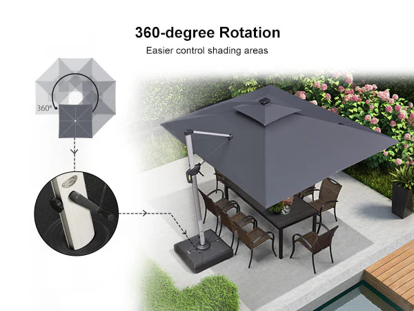 PURPLE LEAF Rectangle Outdoor Patio Umbrellas with Lights mobile 6
