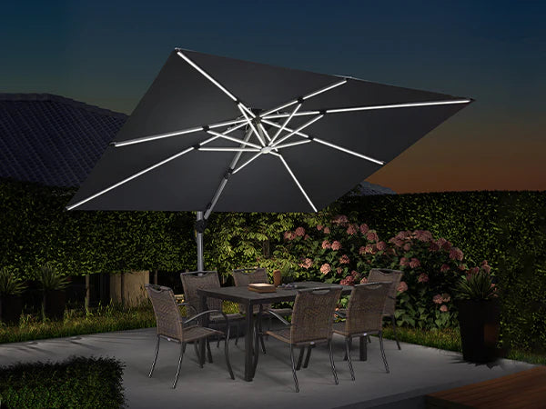 PURPLE LEAF Rectangle Outdoor Patio Umbrellas with Lights mobile main