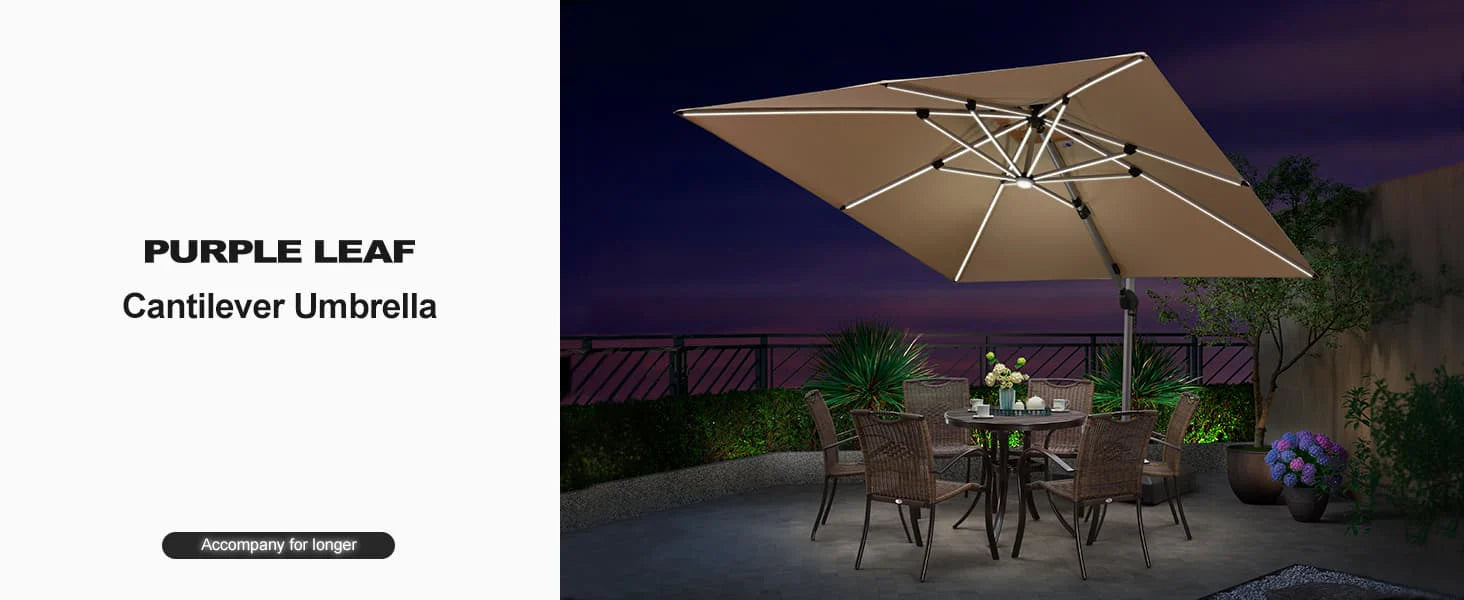PURPLE LEAF Square Outdoor Patio Umbrellas with Lights main