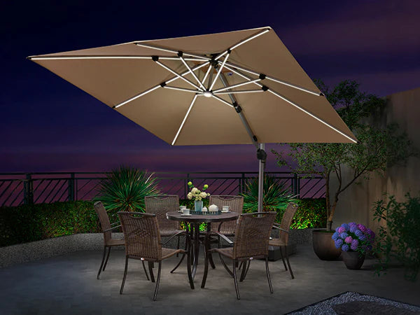 PURPLE LEAF Square Outdoor Patio Umbrellas with Lights mobile main