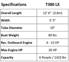 T380LX Specs