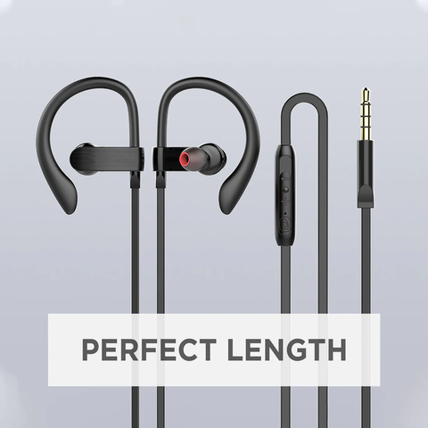 sports over-hook wired earphones perfect length