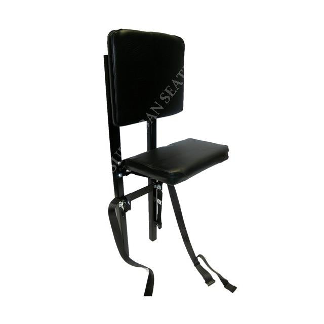 Jump Seat 13 - Floor Mounted Flip-Up Seat with 2 Point Seat Belt in Black VinylStandard Width