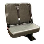 Double Mid Back BV Foldaway Bus Seat in Gray Cloth with 3-Point Belts - Street SideHigh, Double, Gray Vinyl, Street Side