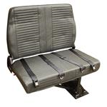 Double Mid Back BV Foldaway Bus Seat in Gray Vinyl with 3-Point Belts - Curb SideMid, Double, Gray Vinyl, Street Side