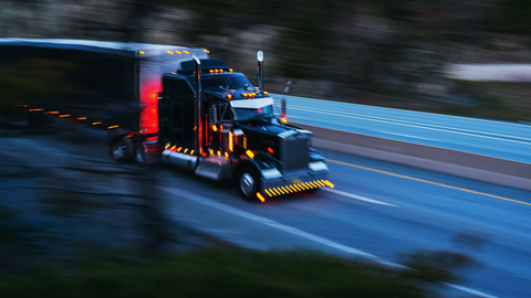 Trailer truck on speed