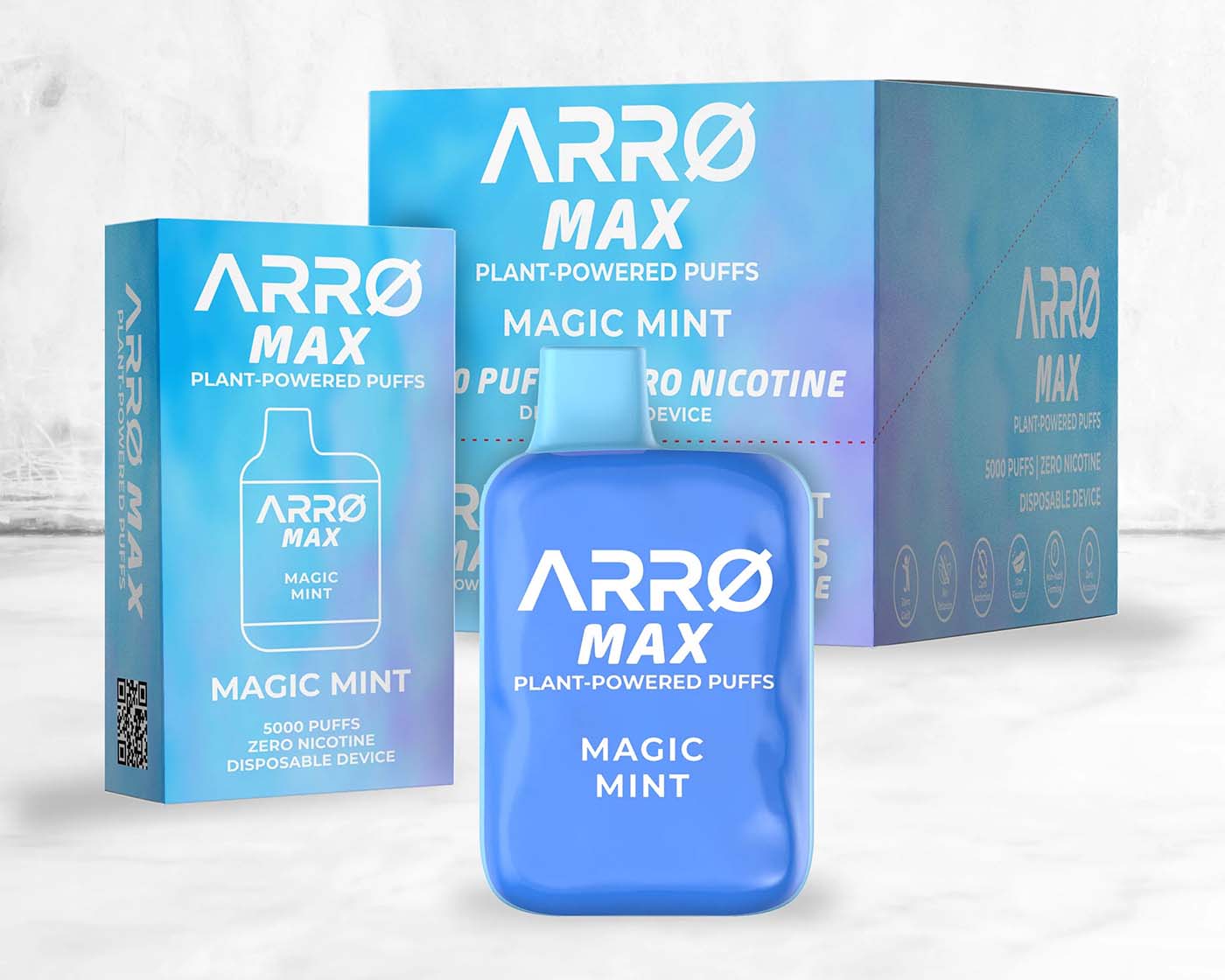 Three ARRO MAX nicotine free vapes.