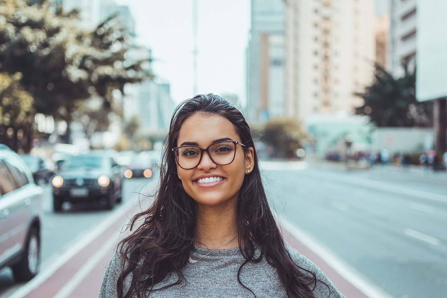 Smiling woman wearing eyeglasses