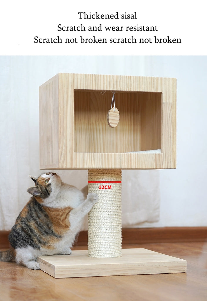 Wooden with nest pure handmade cat furniture with toy