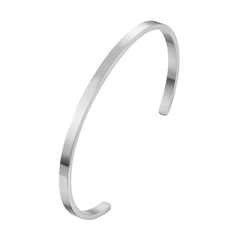 Unisex Simple Stainless Steel Opening Bangle Bracelet