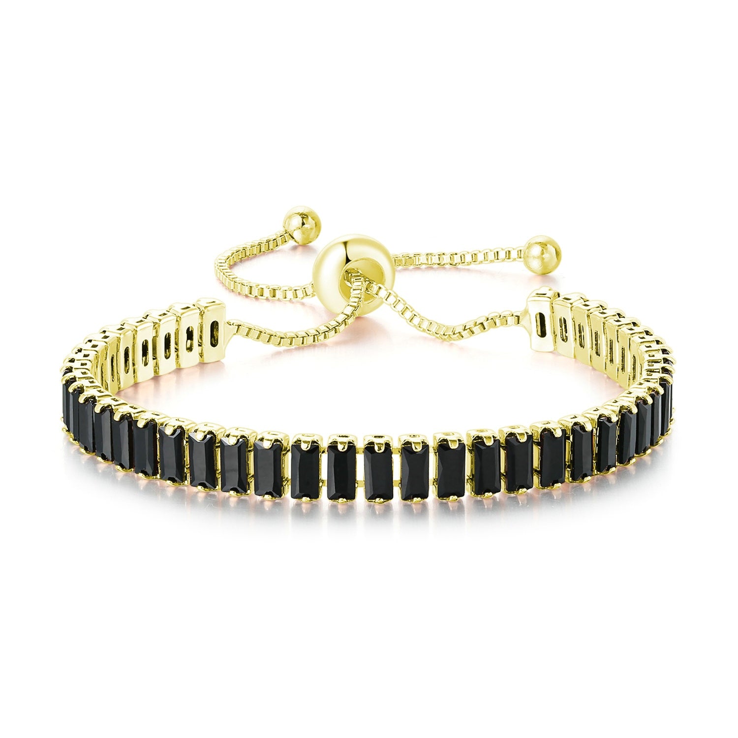 Unique Black Crystal Bangle Rose Gold Color Adjustable Bracelets