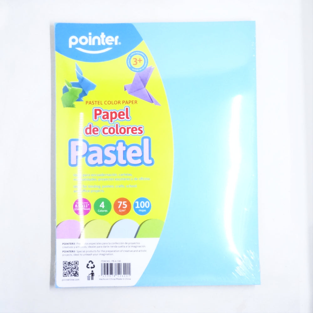 PAPEL DE COLORES PASTEL 100 HOJAS - POINTER – Insumos con Amor