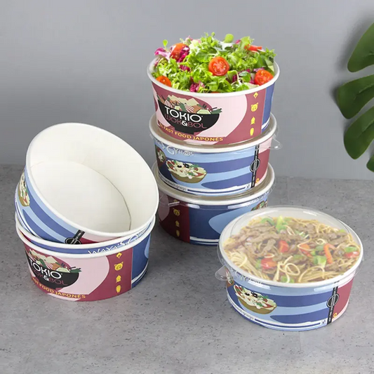 Custom Printed Kraft Paper Salad Bowl with Lid - Buy Paper Bowl, Paper Salad  Bowl, Salad bowl Product on Food Packaging - Shanghai SUNKEA Packaging Co.,  Ltd.