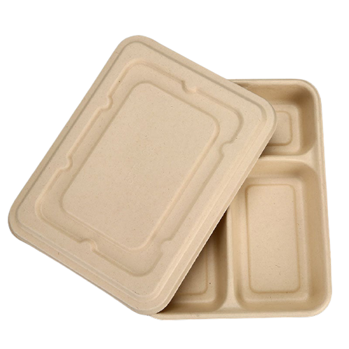 Rectangular Paper Food Container Paper Lunch Box Four Compartment