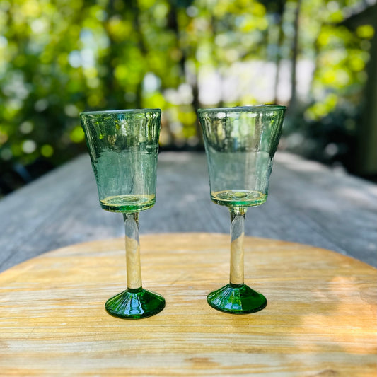 Handblown Green Bodega Wine Glasses, Set of 2 – Intertwined: Handmade for  Good