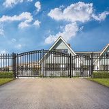 Aleko Steel Dual Swing Driveway Gate Paris Style 12 ft with Pedestrian Gate 4 ft SET12X4PARD-AP Dual Swing Gates with Pedestrian Entrance