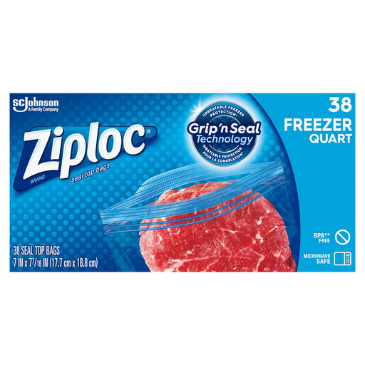 Ziploc Seal Top Bags, Freezer, Quart - 19 bags