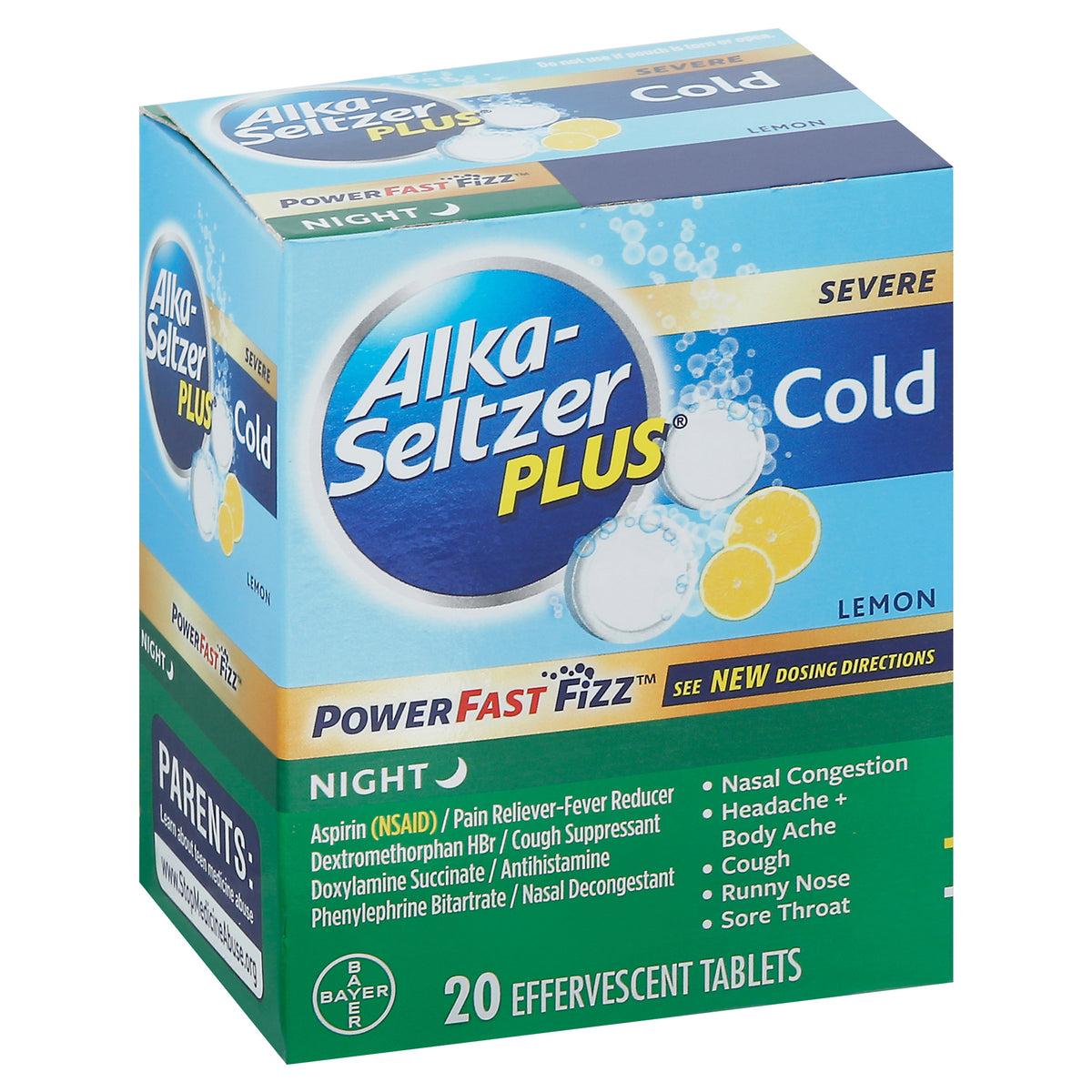 Alka-Seltzer Plus Effervescent Tablets PowerFast Fizz Night Severe Lem ...