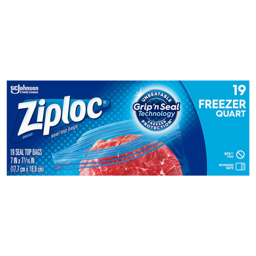 Ziploc Freezer Quart Bags with Grip 'n Seal Technology - 38 Ea