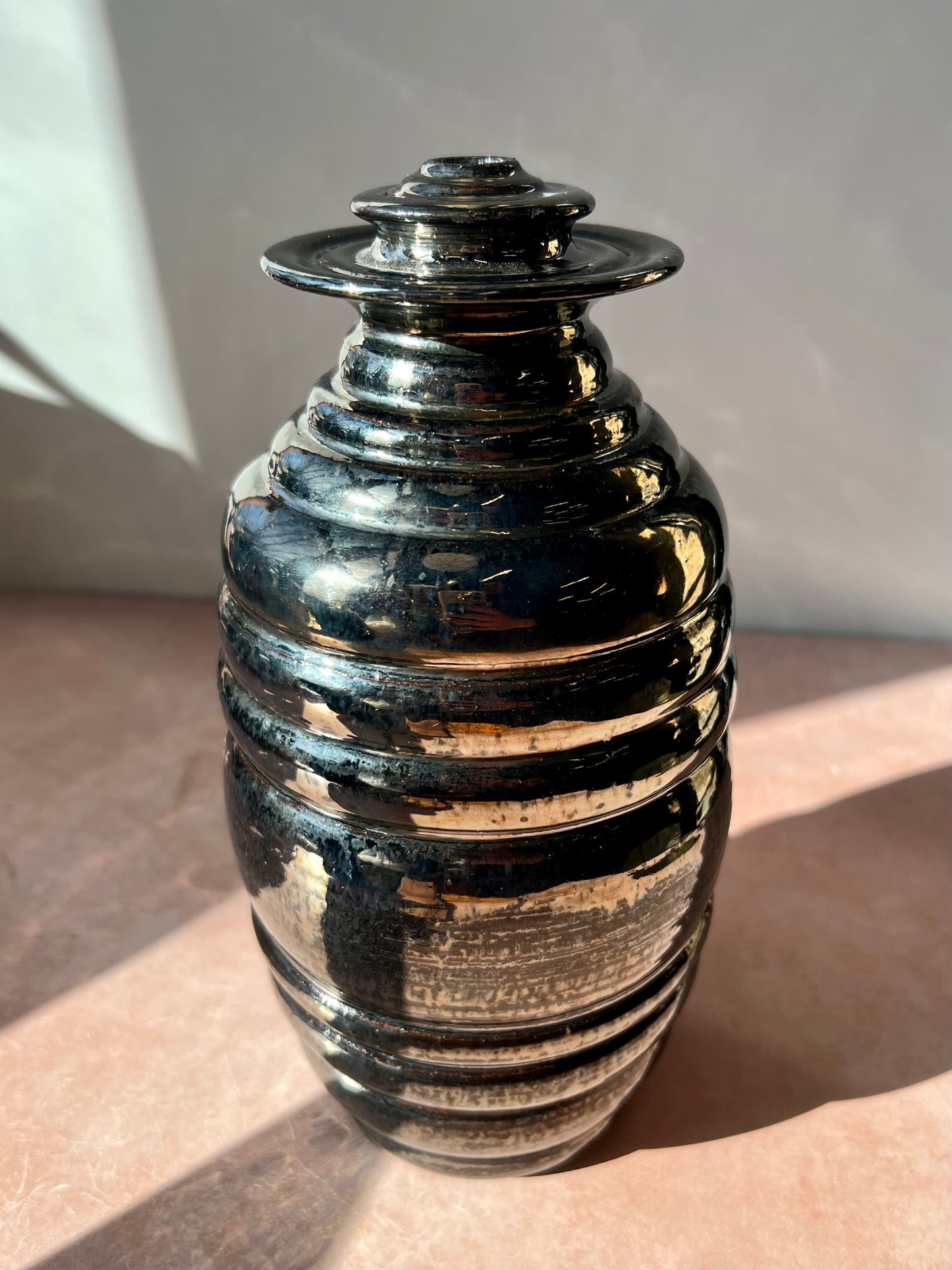 Metallic Ringed Vase