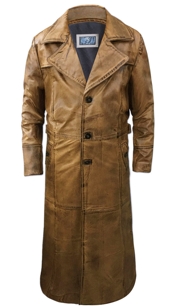 Leather Duster Trench Coat For Men - Ultimate Leather Jackets