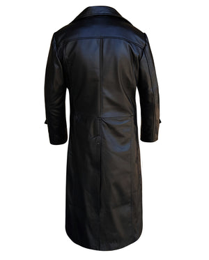 Black Leather Duster Trench Coat For Men - Ultimate Leather Jackets