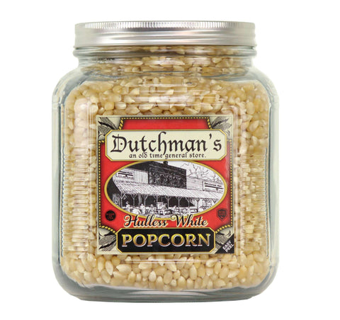 A jar of Dutchman’s White Hulless Popcorn
