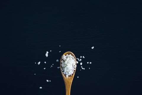 wooden spoon with sea salt