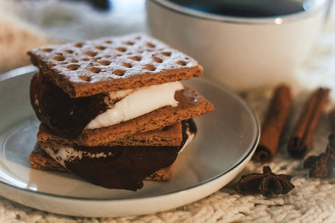 smores stacked on a plate