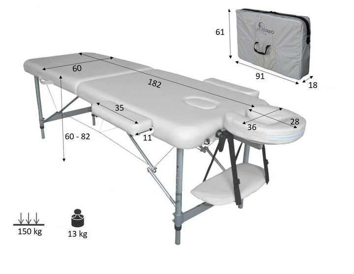 Tectake lettino per estetista portatile imbottito struttura in alluminio  800052 - Mega Shopping