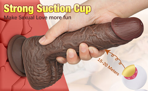 Crazed Thrusting and Rotating Vibrating Suction-cup Dildo - Chocolate