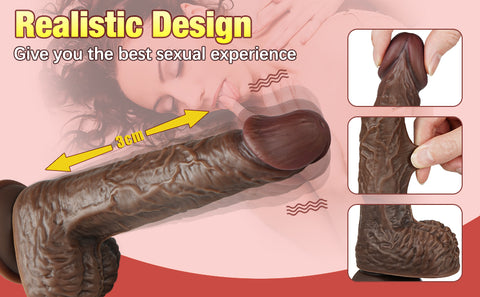 Crazed Thrusting and Rotating Vibrating Suction-cup Dildo - Chocolate